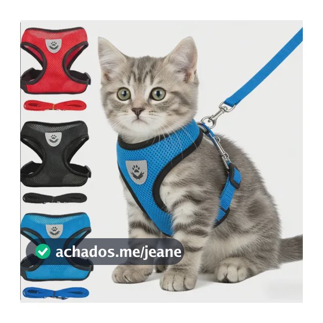 Peitoral Ajustável Para Cães E Gatos Com Guia 120cm