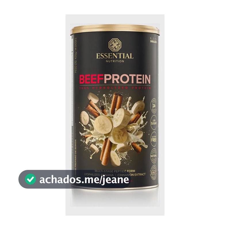 Beef Protein (480g) Essential Nutrition -banana Com Canela Sabor Banana com canela