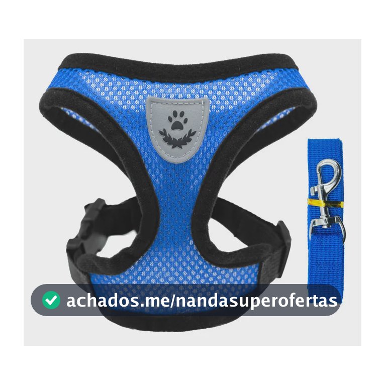 Coleira Peitoral Para Cachorro Pet Colete Refletivo + Guia Azul Estrelas M