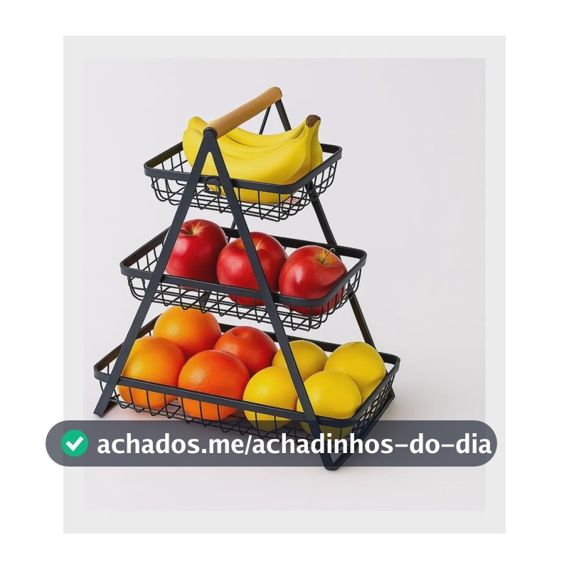 Fruteira De Mesa em Metal Aramado com 3 Níveis, Preta