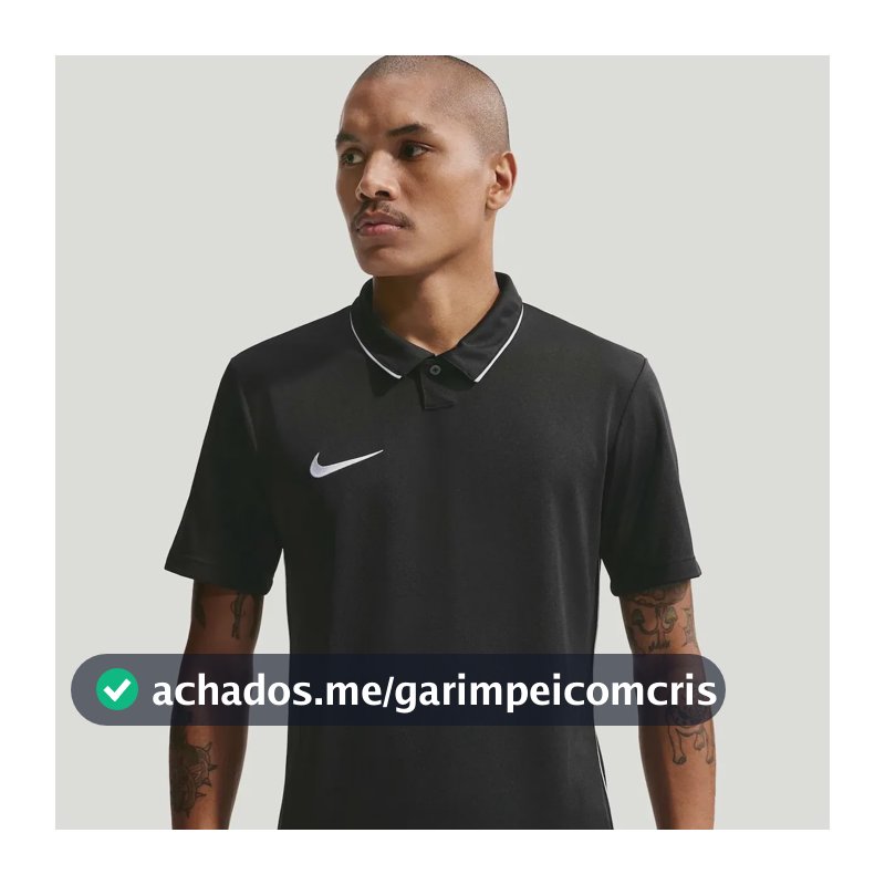 Camisa Polo Dri-fit Nike Park26 Masculina Preto/branco Gg