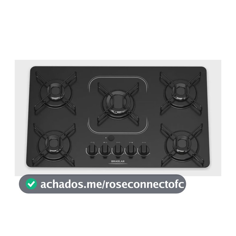 Fogão Cooktop alimentação gás - Braslar 5 bocas cor preto - Bivolt de Embutir