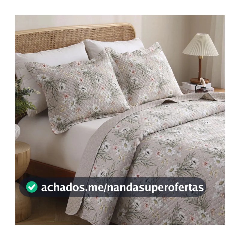 Kit Cobre Leito Colcha King 3 Peças Boutis Lisas Dupla Face Porta Travesseiro Aba Americana Alice Areia