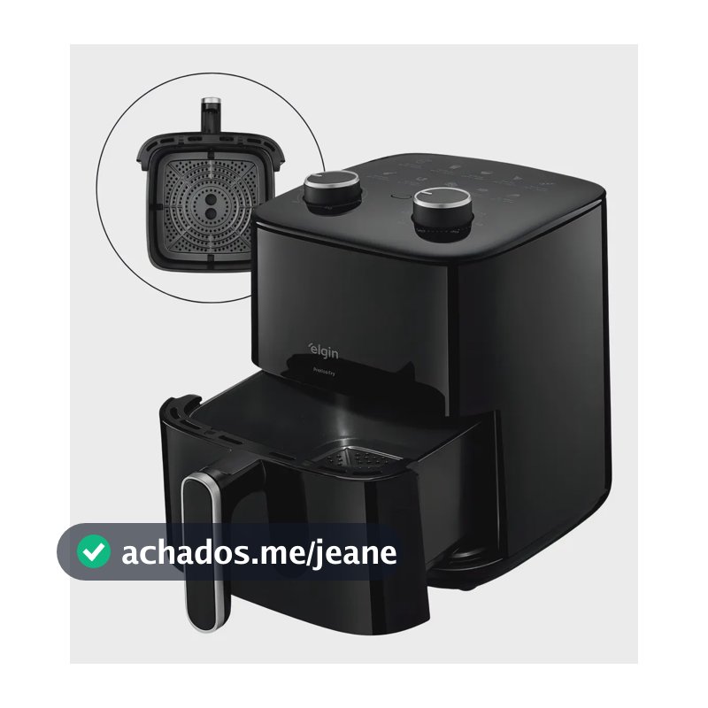 Fritadeira Air Fryer Prática Fry 3,7l 1400w Preta Grelha Removível Sem Óleo
