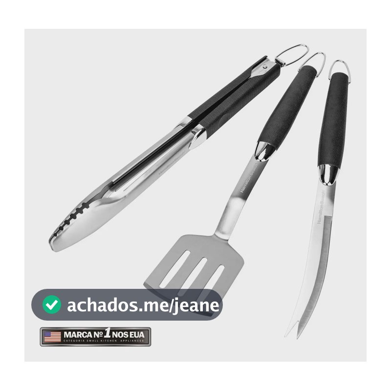 Kit Churrasco Faca Inox Hamilton Beach 3 Peças Bbq Premium