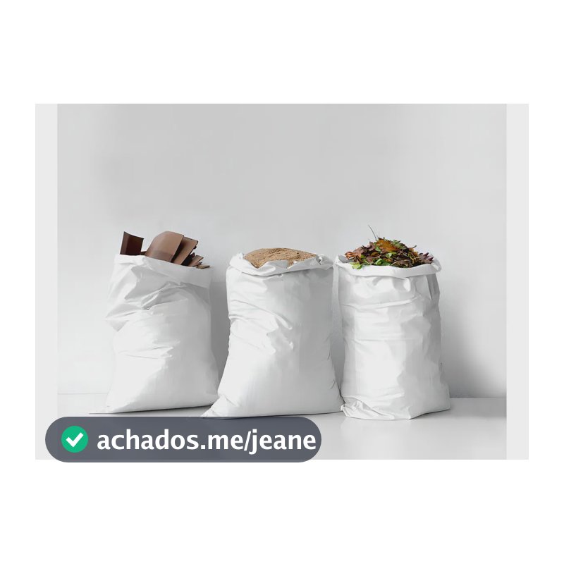 Saco de Entulho Construção Ráfia 50x70 cm Branco Kit 50 Uni