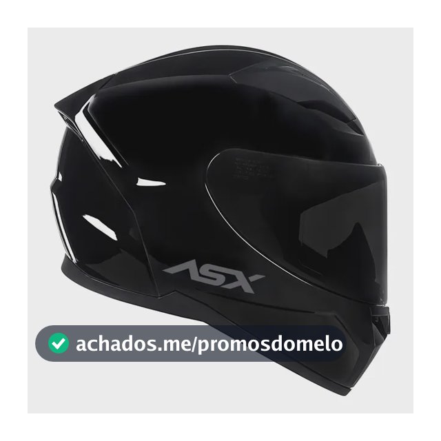 Capacete Asx City Solid Preto Brilhante + Viseira Fumê Preto Sólido Brilhante 58 M