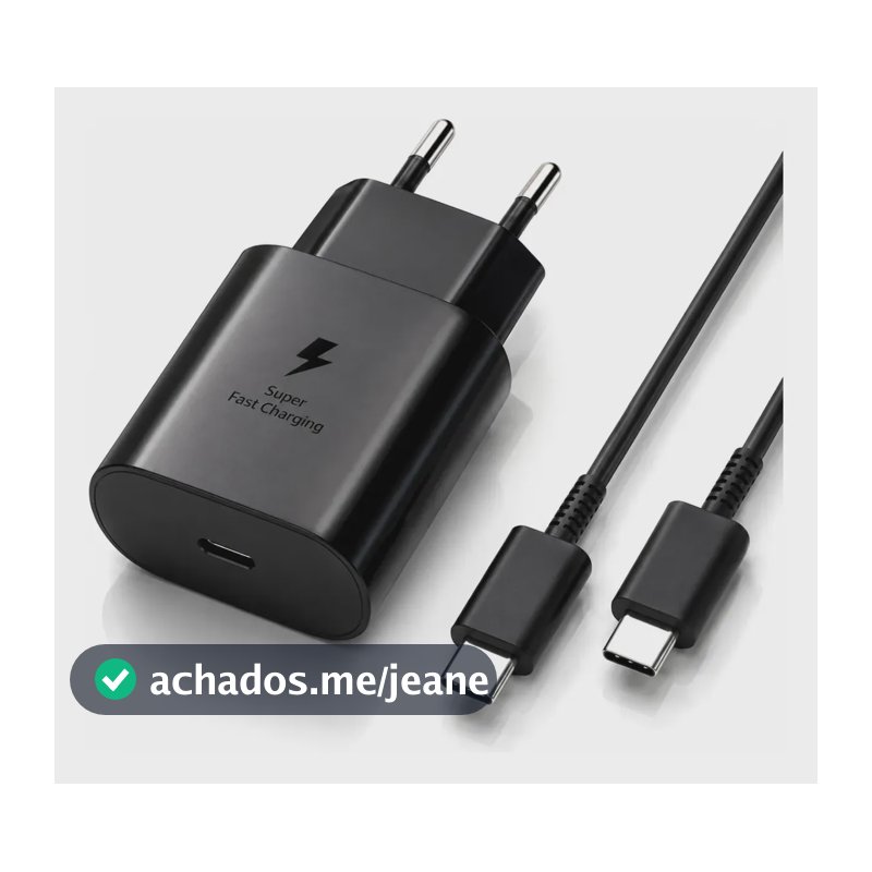 Carregador Turbo Usb-c Para Samsung Galaxy A15 A34 S23 S24 Preto