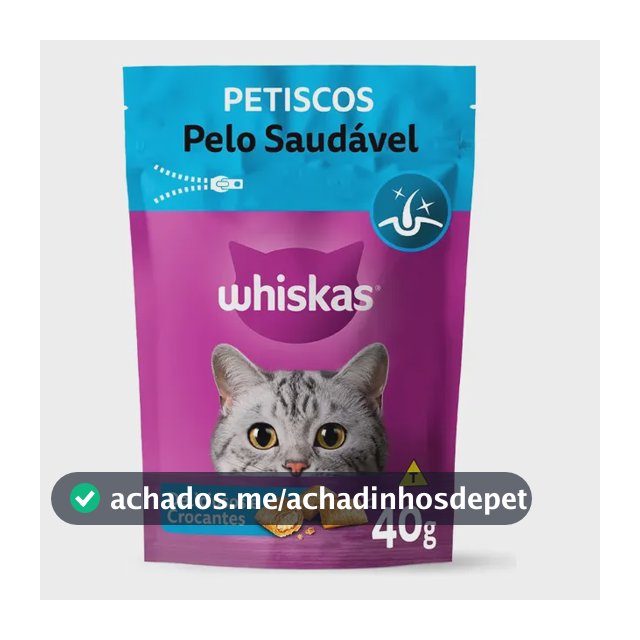 Petisco para Gatos Adultos Whiskas Temptations Pelo Saudável 40g