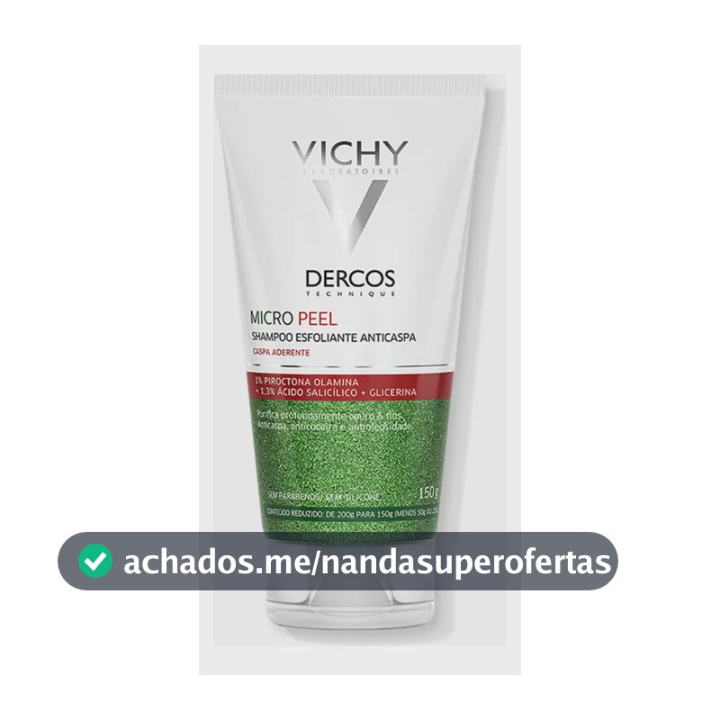 Shampoo Anticaspa Esfoliante Limpeza Profunda Ação Calmante com Ácido Salicílico e Piroctona Olamina Dercos Micro Peel Vichy, 150ml
