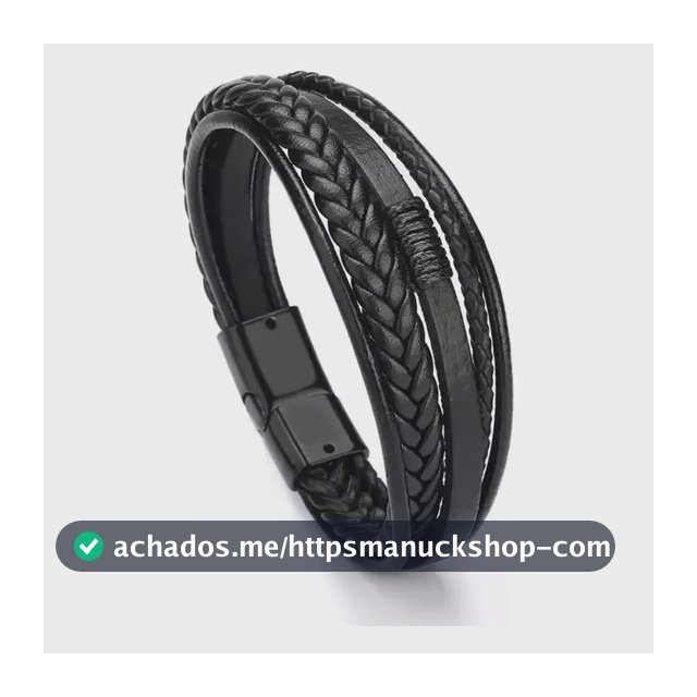 Pulseira Masculina Couro Fecho Magnético Executiva