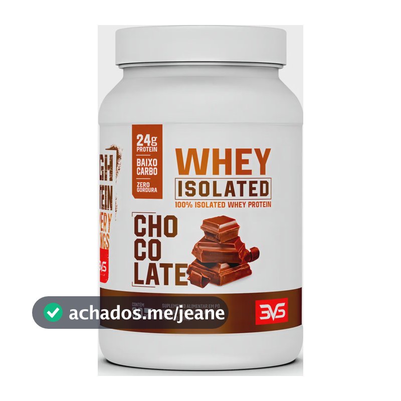 100% Whey Protein Isolada 900g Sabor: Chocolate - Proteína 100% Pura Adoçado Naturalmente Com Estévia - 3vs Nutrition