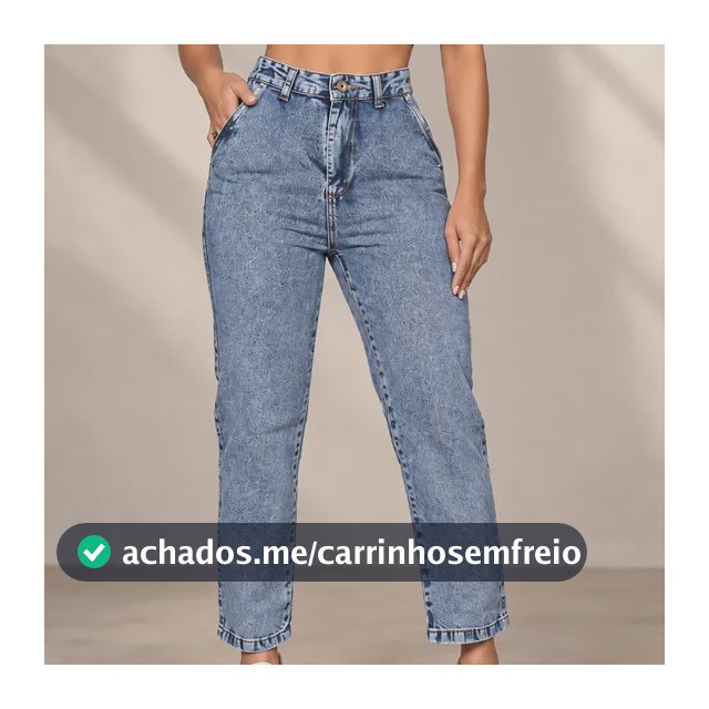 Calça Jeans Mom Feminina Cintura Alta Reta Barra Soltinha