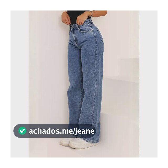 Calça Jeans Wide Leg Feminina Cintura Alta Pantalona Jeans Marmorizado Liso 38