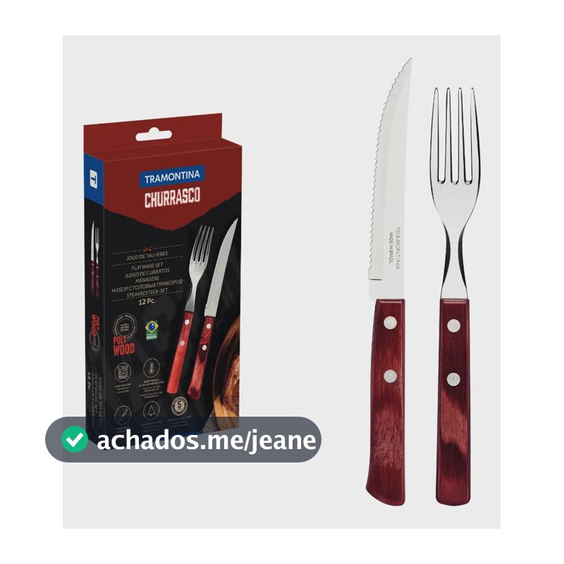 Jogo Talheres Churrasco 12 Peças Madeira Polywood Tramontina Cor Vermelho