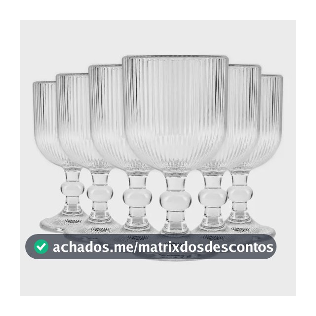 Jogo Com 6 Taças De Vidro 360ml Canelado Drinks Suco Água