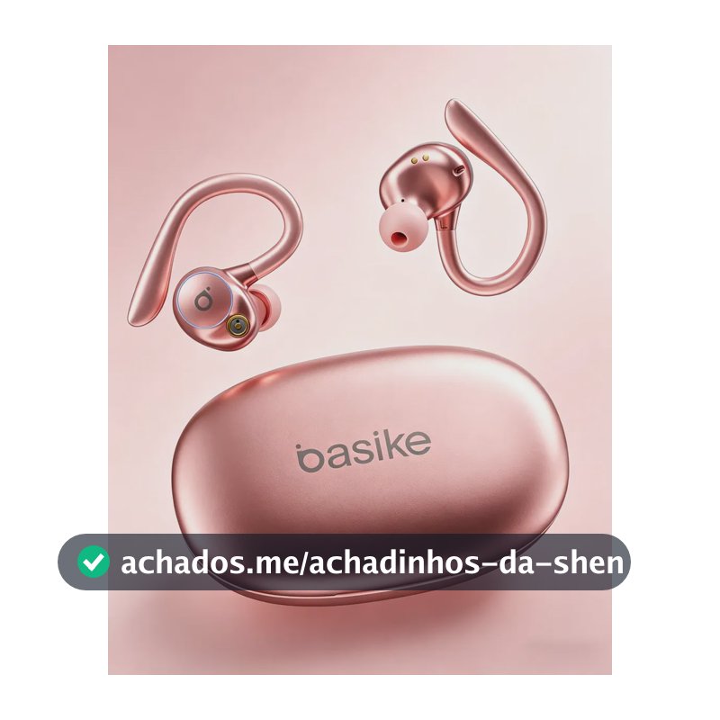 Fone de Ouvido Bluetooth 5.4 TWS com Ear Clip e Gancho, Som HiFi Graves Potentes e 3D, 50h Bateria e Carga Rápida, ENC Cancelamento de Ruído, IPX6 à Prova d'Água – Ideal para Academia e Corrida Basike