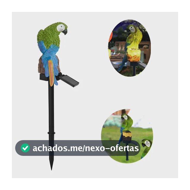 Papagaio Decorativo Estátua Led Jardim E Carregamento Solar
