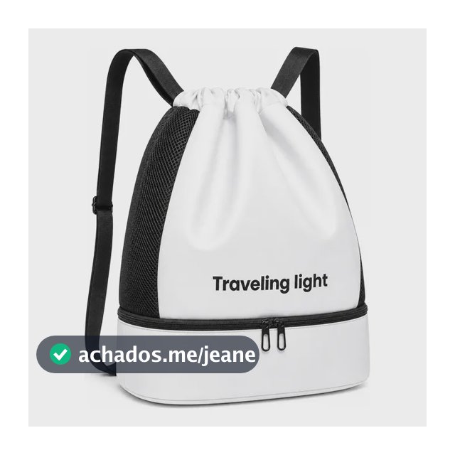 Mochila De Natação Bolsa Saco Academia Com Sapateira Branco Liso