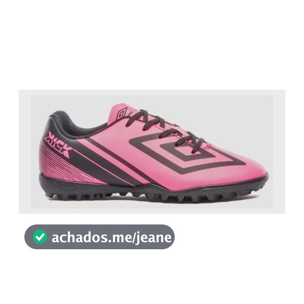 Chuteira Society Infantil Kick Jr. Umbro Rosa Fluor/preto 32 Br