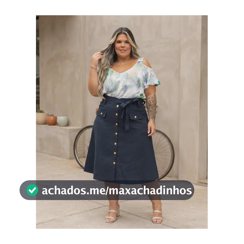 Saia De Bengaline Plus Size Preto 48