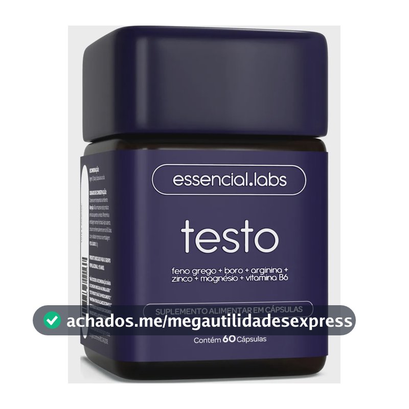 TESTO ESSENCIAL - Fórmula Exclusiva com Feno Grego + Boro + Arginina + ZMA + Vitamina B6 - 60 cápsulas