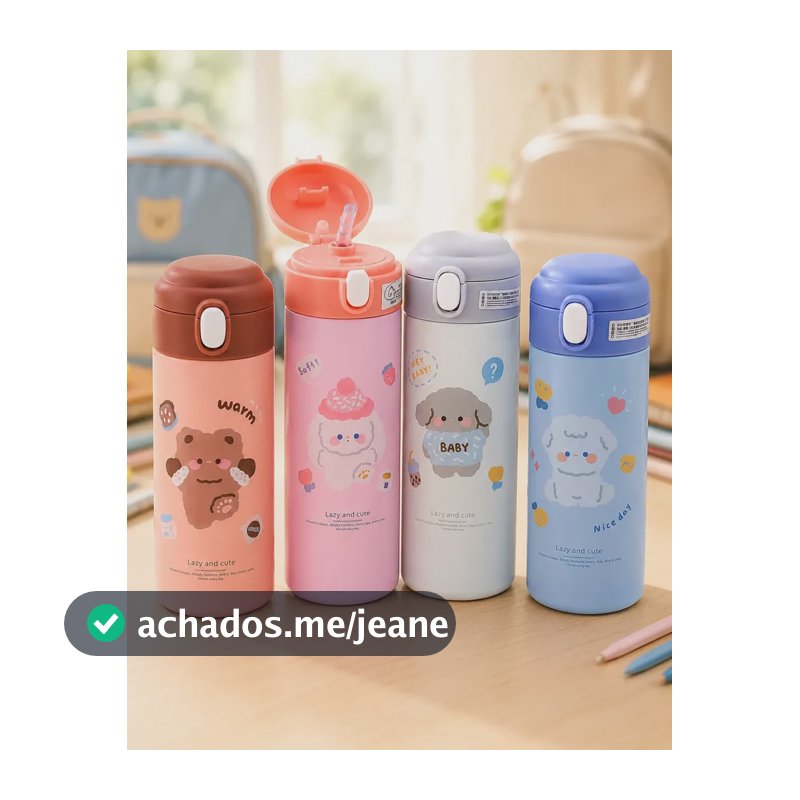 Garrafa Térmica Escolar Vacuum Cup Inox Infantil Kids Bebe Azul