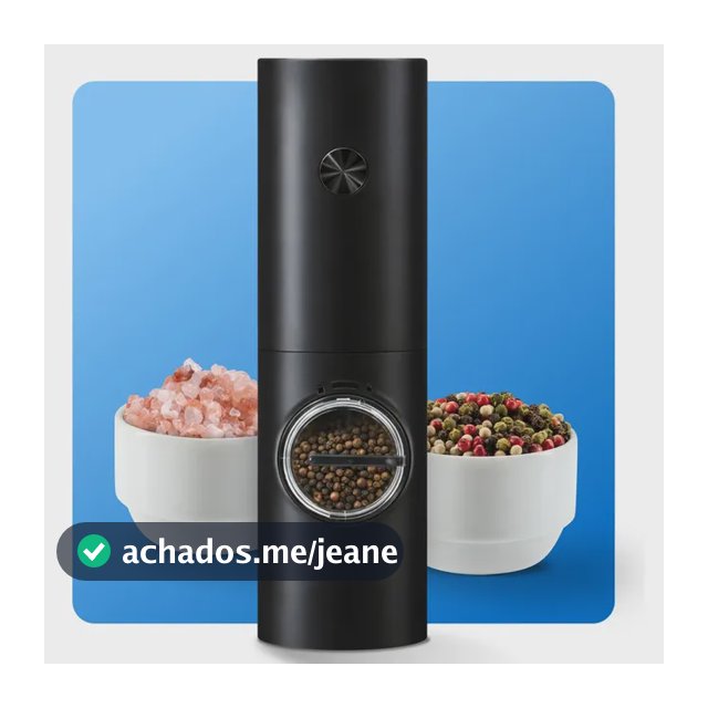 Moedor Elétrico Automático Sal Pimenta Tempero Preto Preto Preto