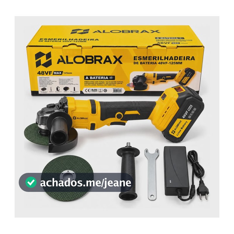 Esmerilhadeira Angular Sem Fio 48vf 125mm Brushless 2 Discos Amarelo 48v