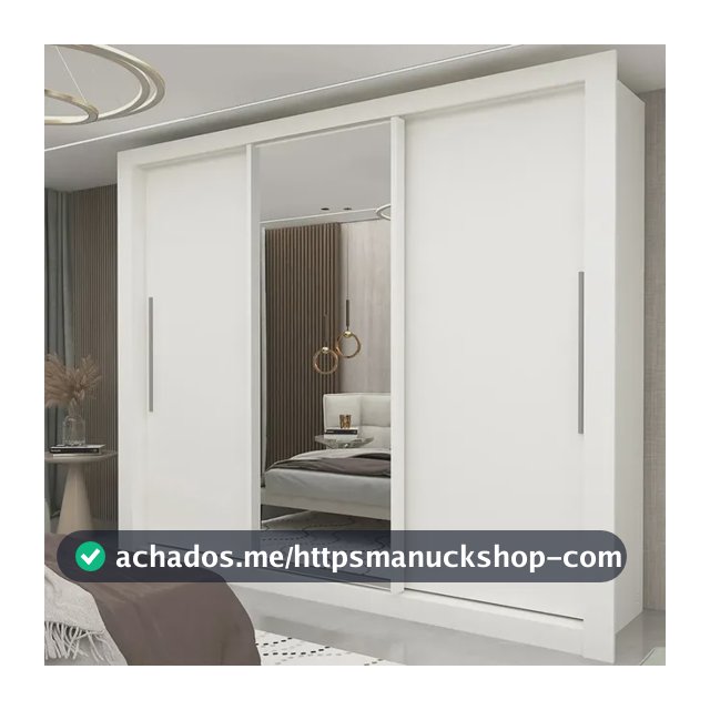 Guarda-roupa Casal Branco 3 Portas Corrediça Espelhada Milão MDF Yescasa