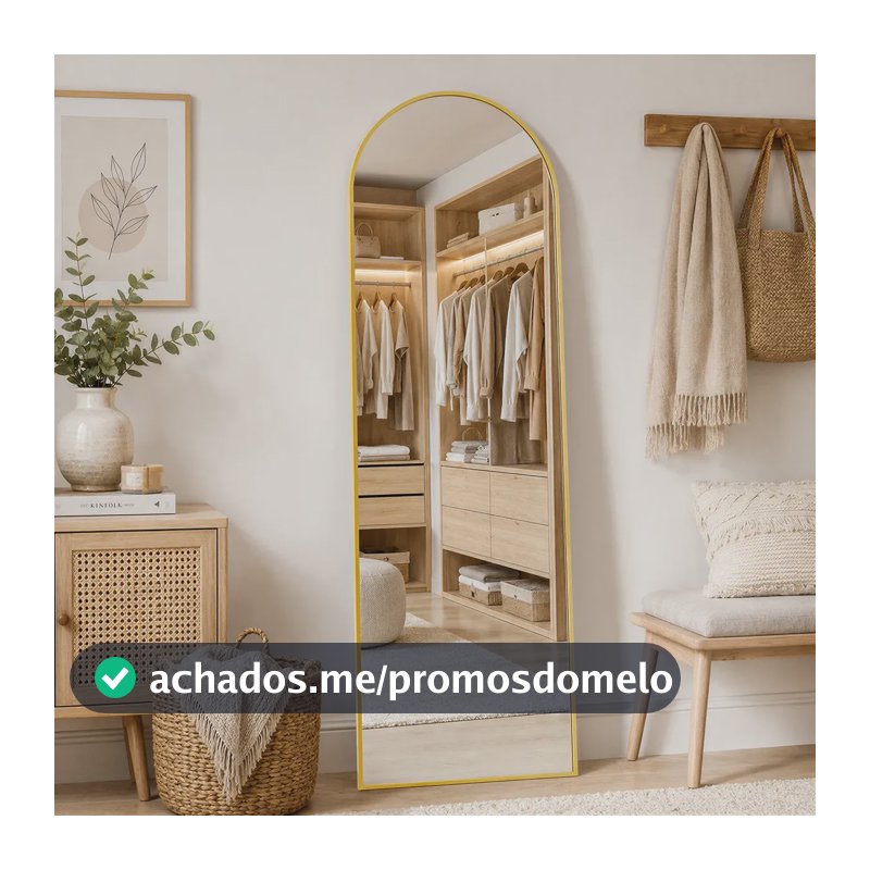 Espelho De Chão Corpo Inteiro Arco 15040cm Moldura Metálica Dourado