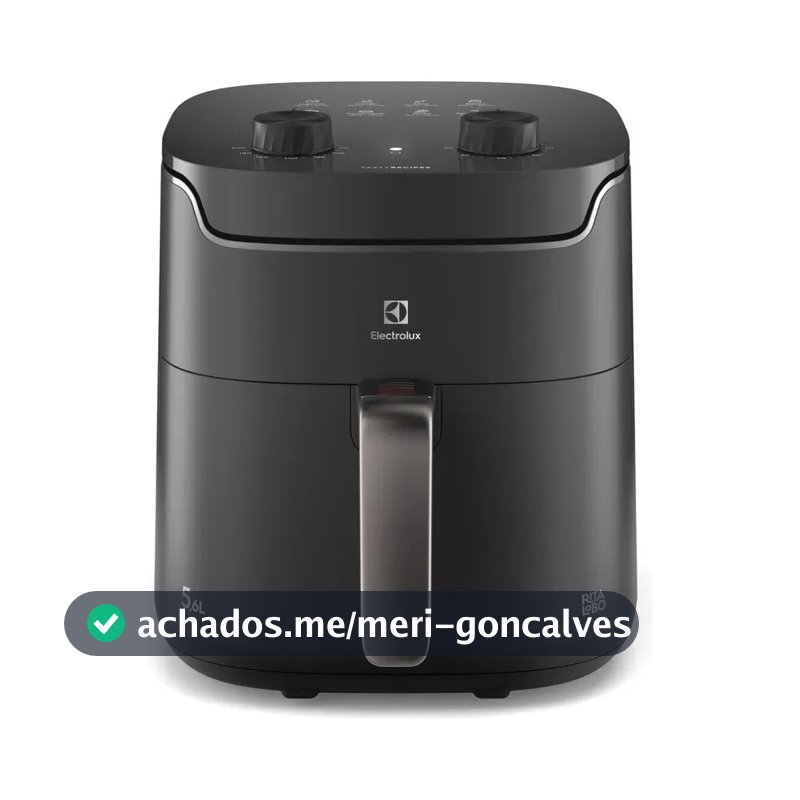 Air fryer Fritadeira Elétrica Electrolux sem oleo Rita Lobo 5,6L 8 receitas pré-sugeridas timer 60 minutos desligamento automático cesto removivel dupla camada antiaderente 1400W EAF40 Cinza