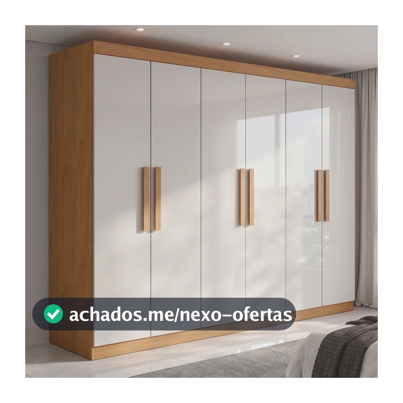Guarda Roupa 06 Portas Easy Slim Amendoa Clean/off White