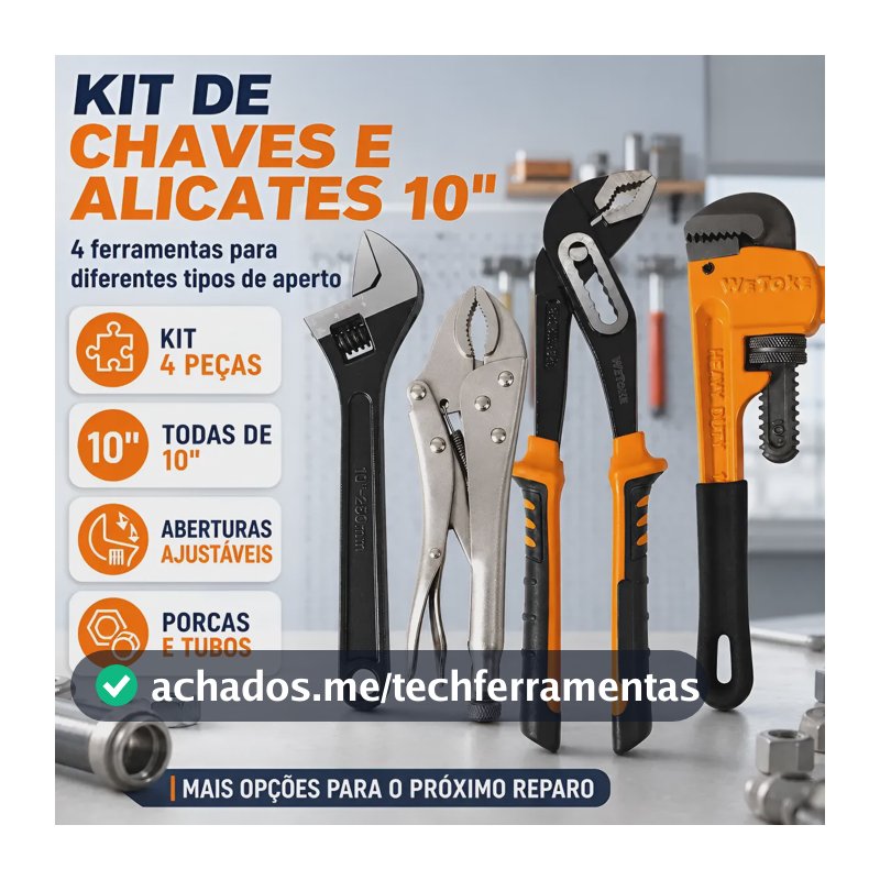 Kit Ferramenta Chave Inglesa Alicate Pressão Bomba Grifo Preto
