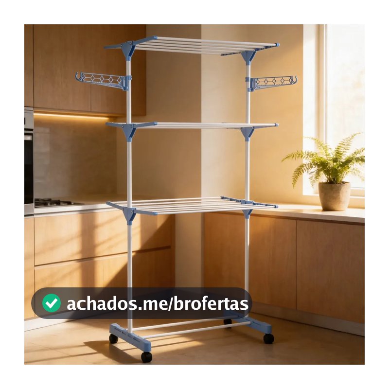 Varal Chão Aço Inox Retrátil 3 Andares S.G Style