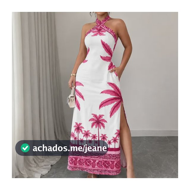 Vestido Feminino Longo Regata Amarração Floral Moda Verão Rosa Florido Único