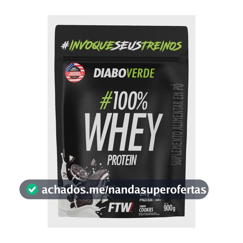 100% Whey Protein 900g Sabor Cookies Diabo Verde - Ftw