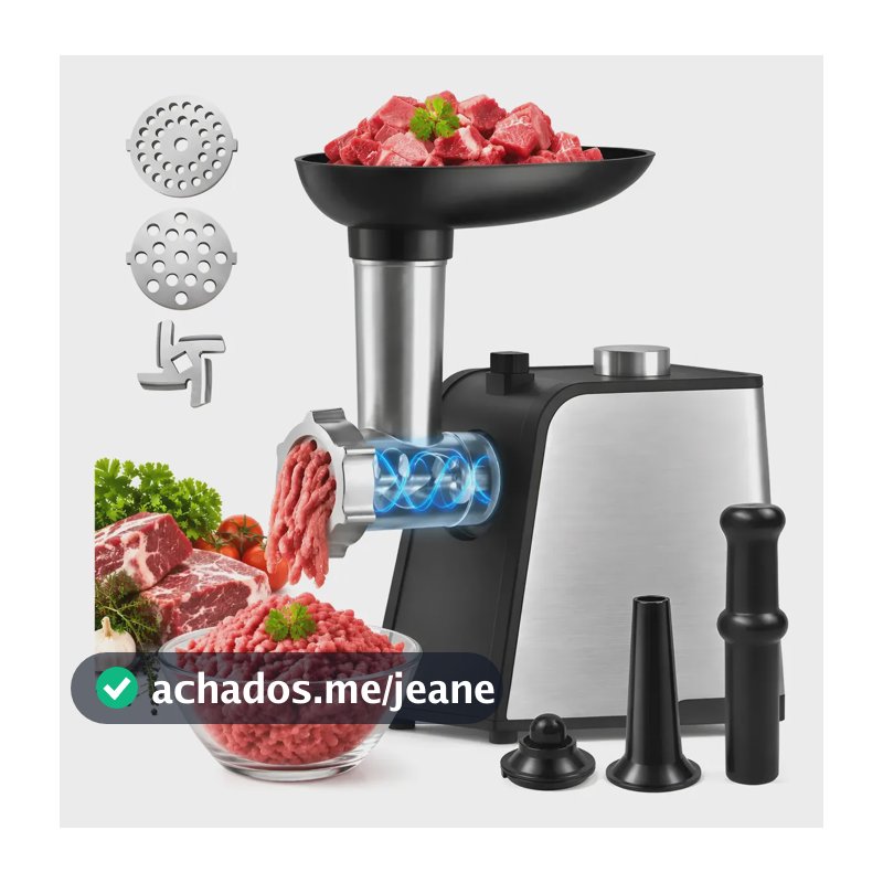 Moedor De Carne Automático 1500w Para Linguiça E Hambúrguer 127v