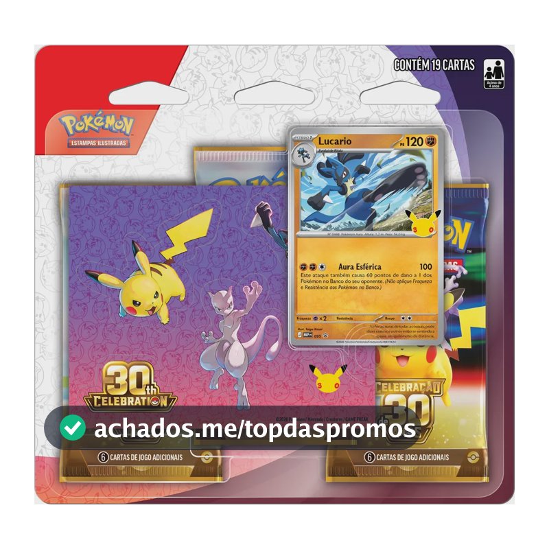 Pokémon Celebração de 30 anos – Blister Triplo com Adesivo Lucario