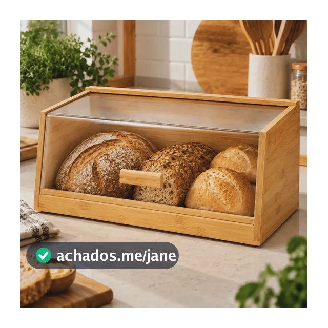 Cesto Porta Pães Em Bambu Com Tampa Transparente Cozinha Marrom Bambu