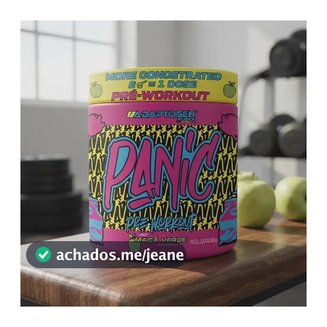 Suplemento Em Pó Adaptogen Science Panic Pré Treino com creatina Pote 300g Sabor maçã verde