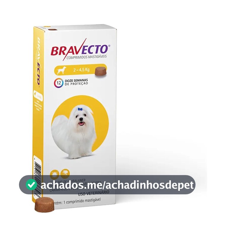 Bravecto Antipulgas E Carrapatos 2 A 4,5kg Msd Marrom-claro 12 semanas