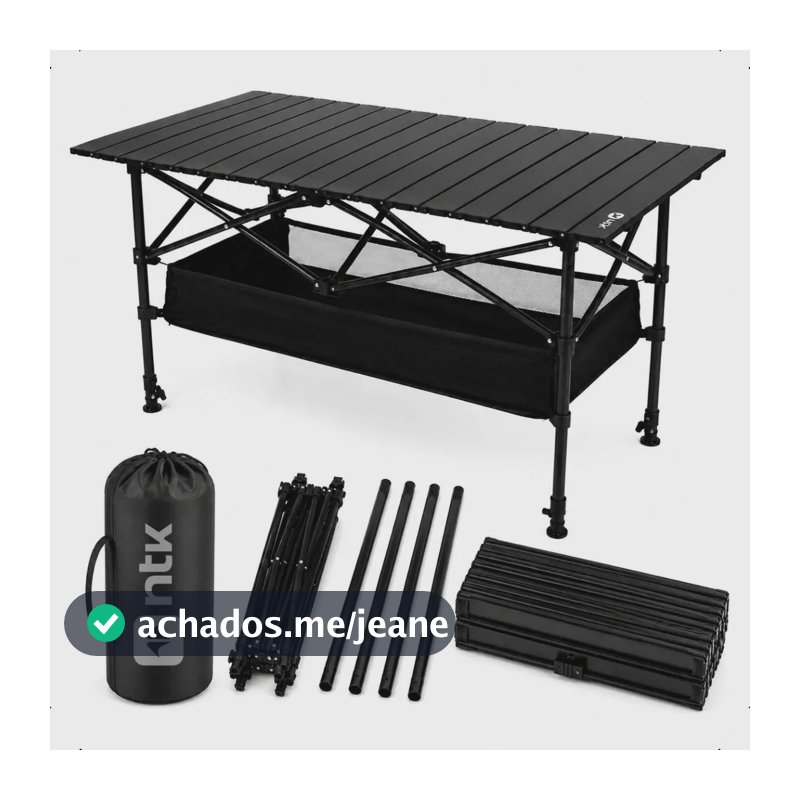 Mesa Camping Dobrável Portátil Reforçada Frade Gt120 Ntk Preto