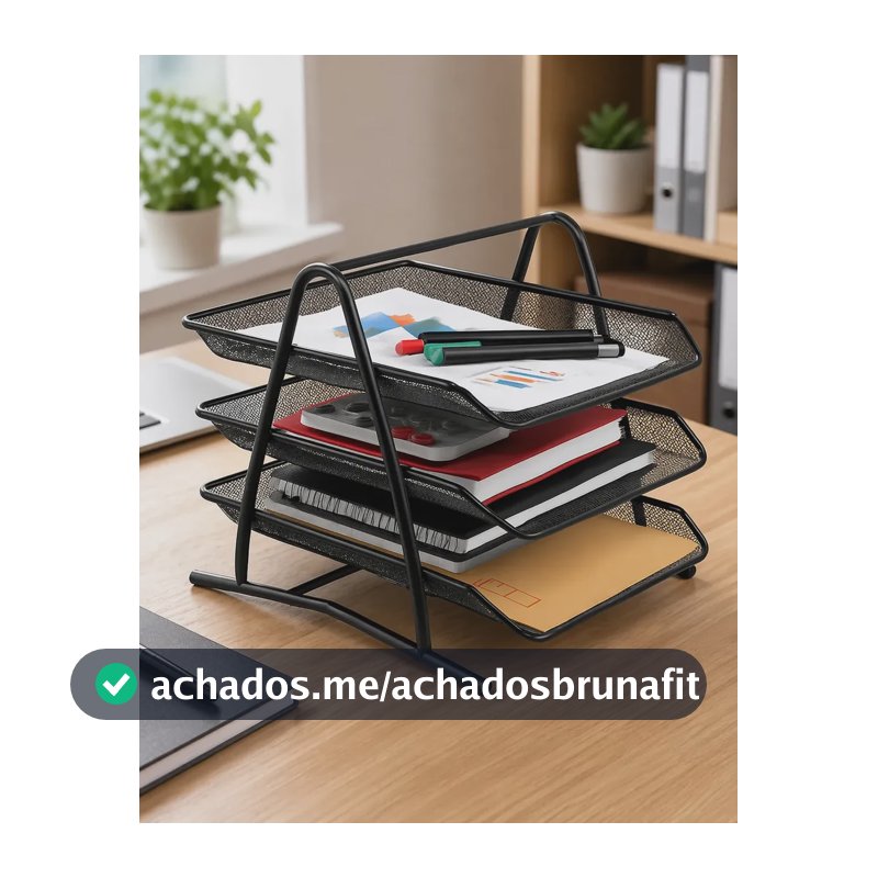 Suporte Organizador De Documentos Papéis E Arquivos A4 Para Mesa De Escritório Com 3 Bandejas