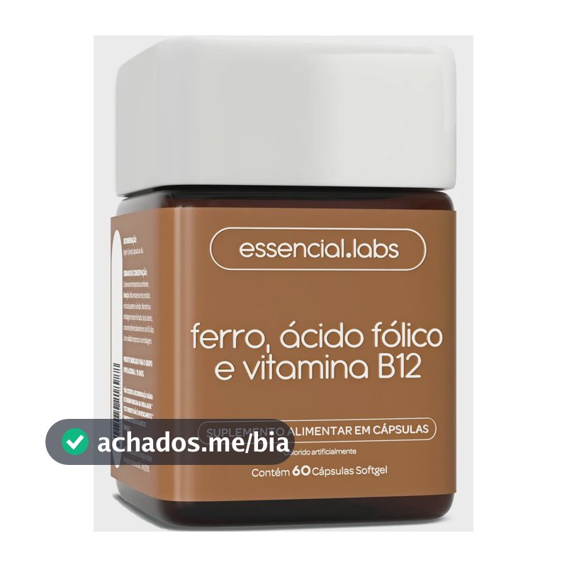 FERRO com ÁCIDO FÓLICO e VITAMINA B12 - 60 Cápsulas Softgel - Fórmula Avançada com Máxima Absorção