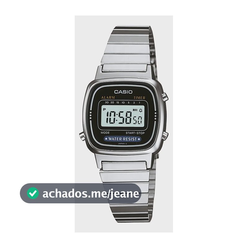 Relógio Casio LA670 Feminino Digital Prateado, Com Alarme e Cronógrafo