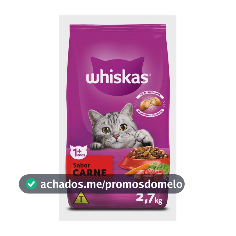 Ração Whiskas Carne Gatos Adultos 2,7 kg