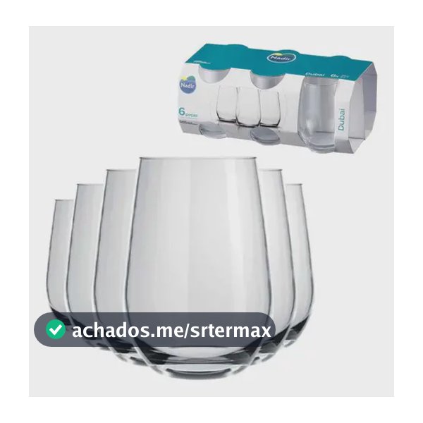 Jogo 6 Copos Vidro Dubai 350ml Nadir Figueiredo Para Água e Suco