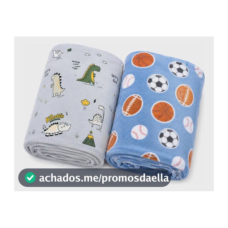 Kit 2 Mantas Bebê Microfibra Soft Recém Nascido Enxoval Maternidade Berço Carrinho Macia Estampada Menino