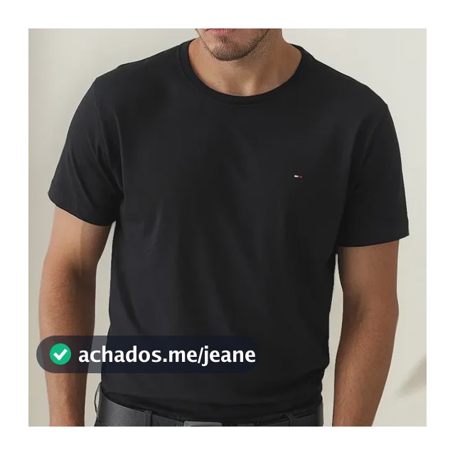 Camiseta Tommy Hilfiger Essential Cotton Preta - Original